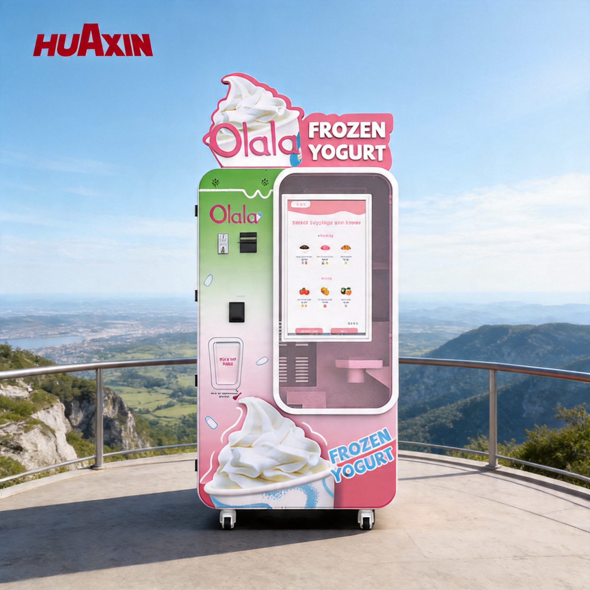 HUAXIN B83 ماكس: 24/7 الذكية لينة خدمة الآيس كريم آلة بيع مع الذراع الروبوتية الدقة